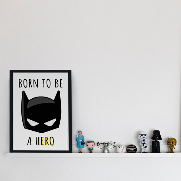 Plakat Batman Born to be a Hero 001 DC Biały