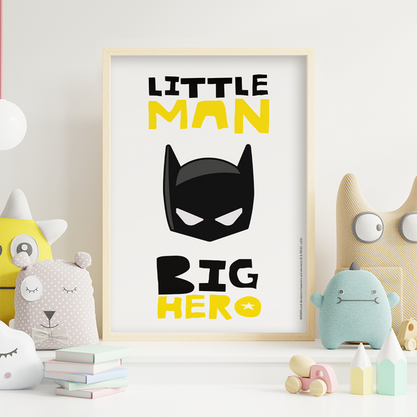 Plakat Batman Little man Big hero 003 DC Biały