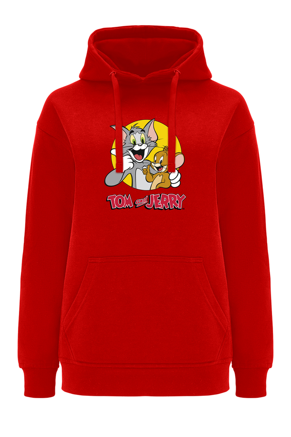 Bluza damska z kapturem Tom i Jerry 013 Tom & Jerry Czerwony