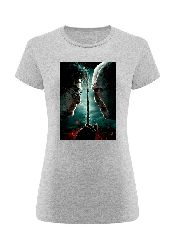 Koszulka damska Harry i Voldemort 001 Harry Potter Szary