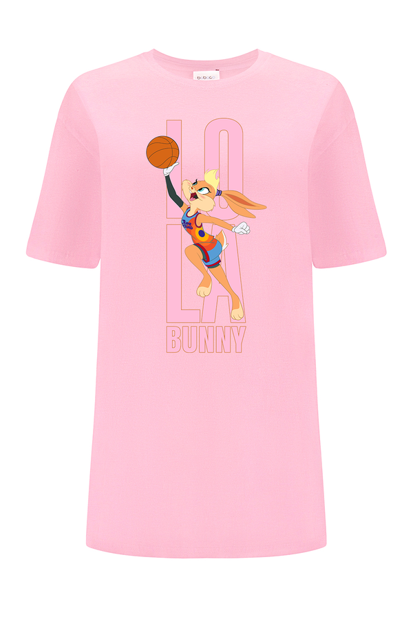 Koszulka damska OVERSIZE Kosmiczny Mecz 036 Looney Tunes Różowy
