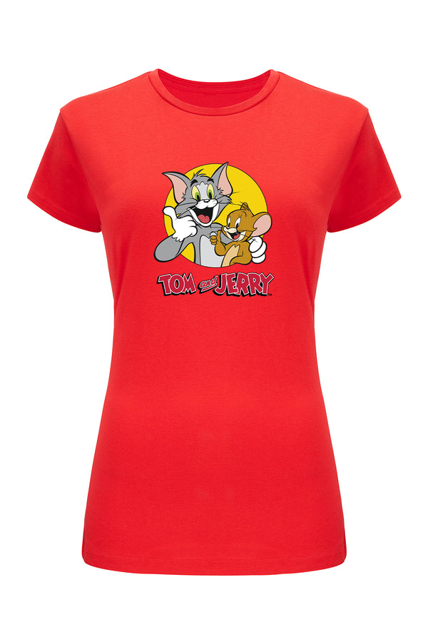 Koszulka damska Tom i Jerry 013 Tom & Jerry Czerwony