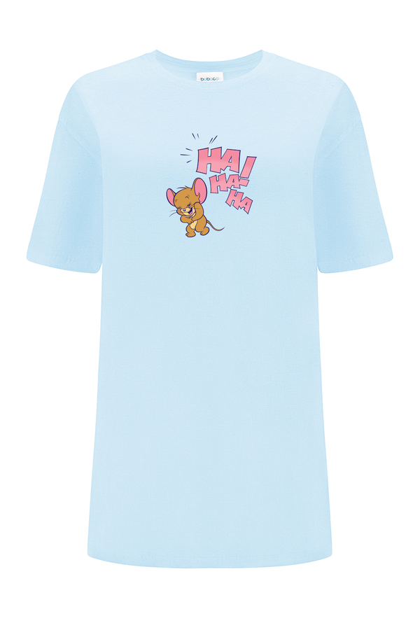 Koszulka damska OVERSIZE Tom i Jerry 022 Tom & Jerry Niebieski jasny