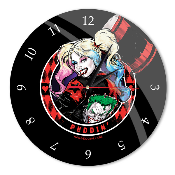 Zegar Ścienny Z Połyskiem Harley Quinn 002 DC Czarny