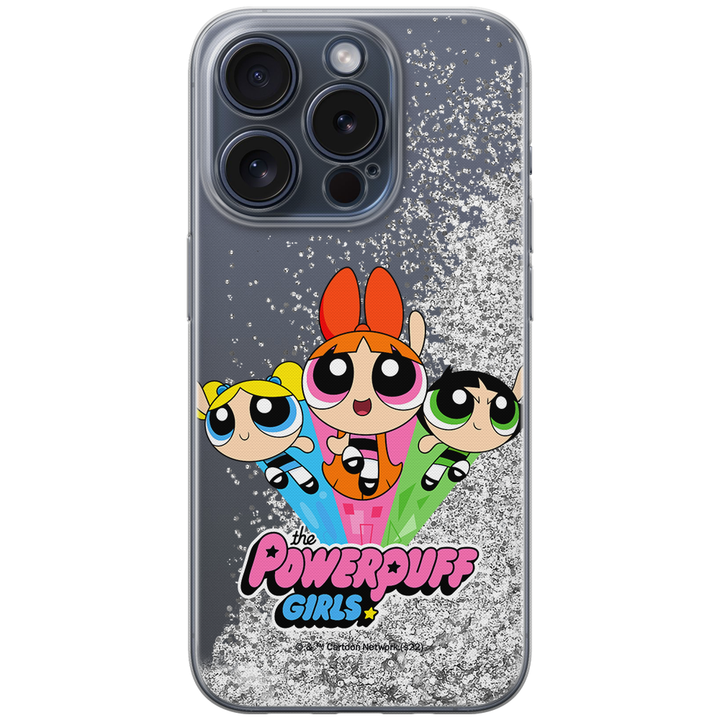 Etui Atomówki 029 The Powerpuff Girls Płynny brokat Srebrny - Babaco Store