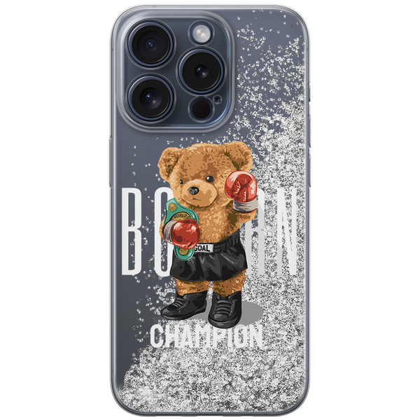 Etui Teddy Fighter 001 Babaco Płynny brokat Srebrny