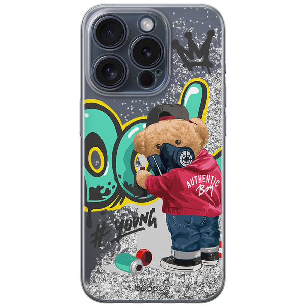 Etui Teddy Graffiti 001 Babaco Płynny brokat Srebrny