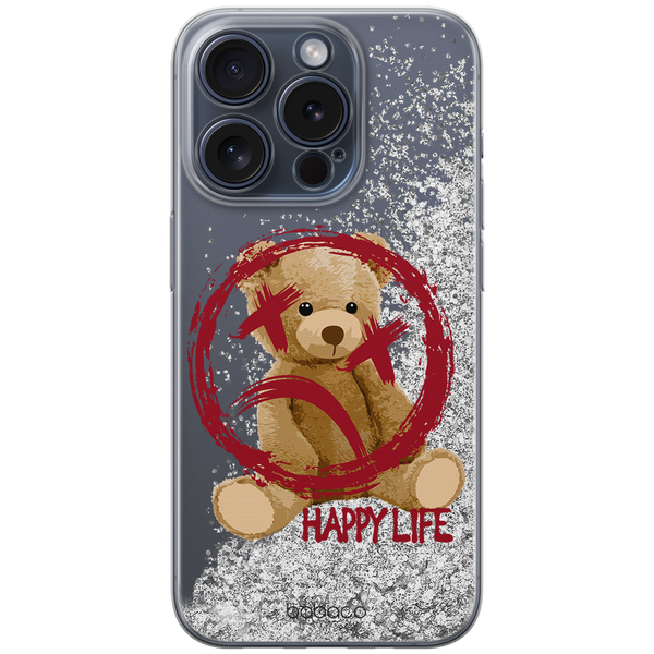 Etui Teddy Happy Life 001 Babaco Płynny brokat Srebrny