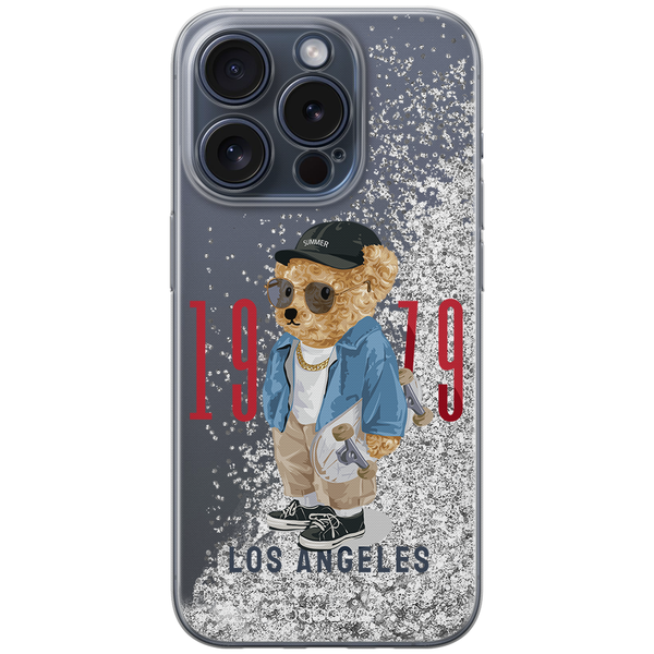 Etui Teddy Los Angeles 001 Babaco Płynny brokat Srebrny