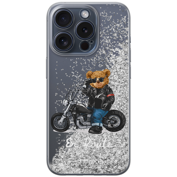 Etui Teddy Motorcyclist 001 Babaco Płynny brokat Srebrny