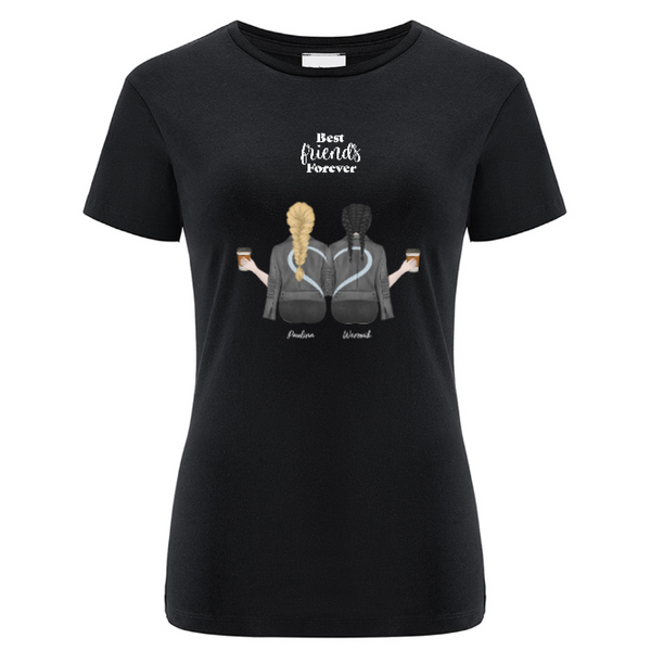 Koszulka personalizowana damska BEST FRIENDS Z LUDŹMI Czarna L