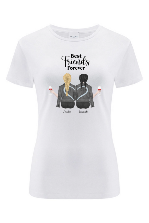 Koszulka personalizowana damska BEST FRIENDS Z LUDŹMI Biała M