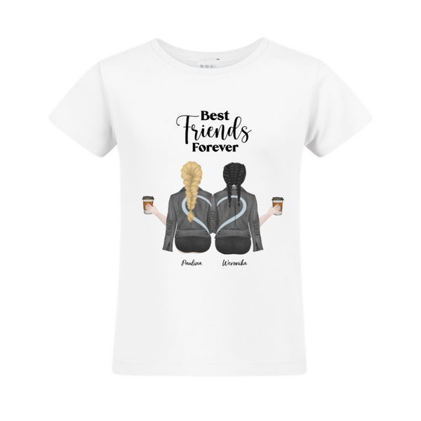 Koszulka personalizowana dziecięca BEST FRIENDS Z LUDŹMI Biała 12-14