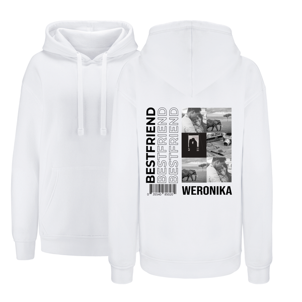 Bluza damska z kapturem BEST FRIEND KOLAŻ Biała 3XL