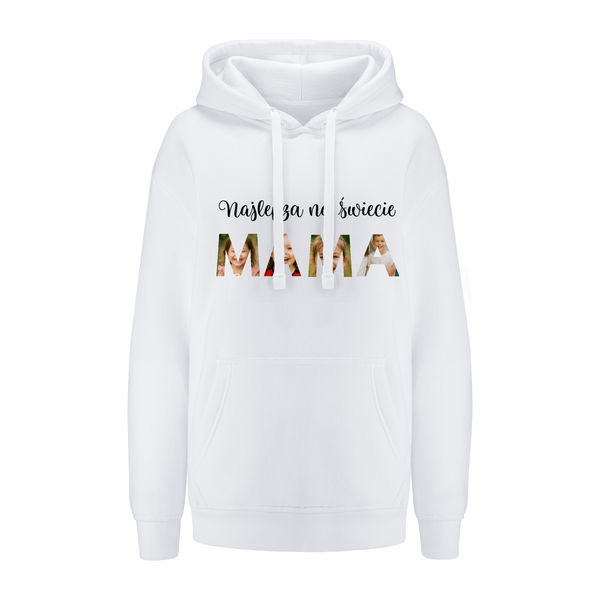 Bluza damska z kapturem NAPIS MAMA Biała XS