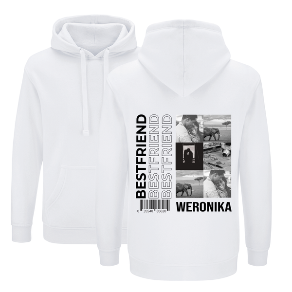 Bluza męska z kapturem BEST FRIEND KOLAŻ Biała 3XL