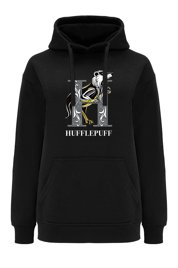 Bluza damska z kapturem Hufflepuff 005 Harry Potter Czarny