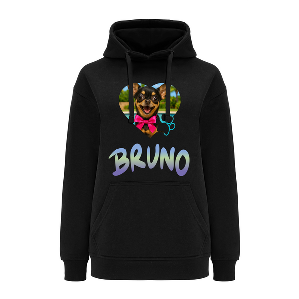 Bluza damska z kapturem ZDJĘCIE PSA Z GRADIENTEM Czarna XS