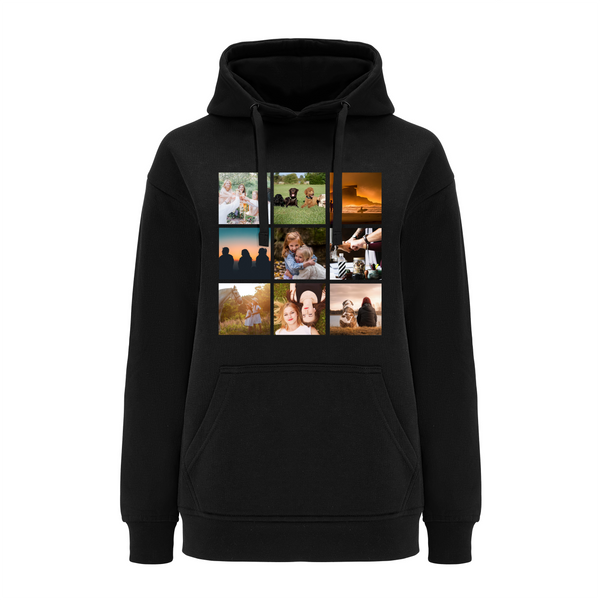 Bluza damska z kapturem KOLAŻ 9 ZDJĘĆ Czarna 3XL