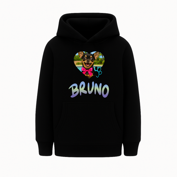 Bluza dziecięca z kapturem ZDJĘCIE PSA Z GRADIENTEM Czarna 7-8
