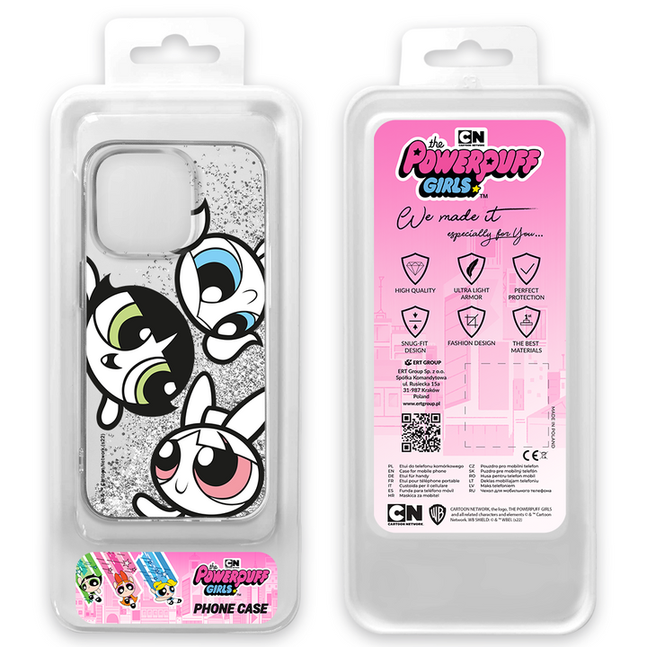 Etui Atomówki 014 The Powerpuff Girls Płynny brokat Srebrny - Babaco Store