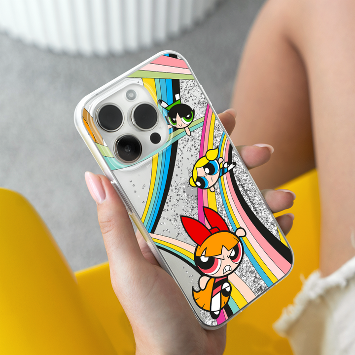 Etui Atomówki 020 The Powerpuff Girls Płynny brokat Srebrny - Babaco Store