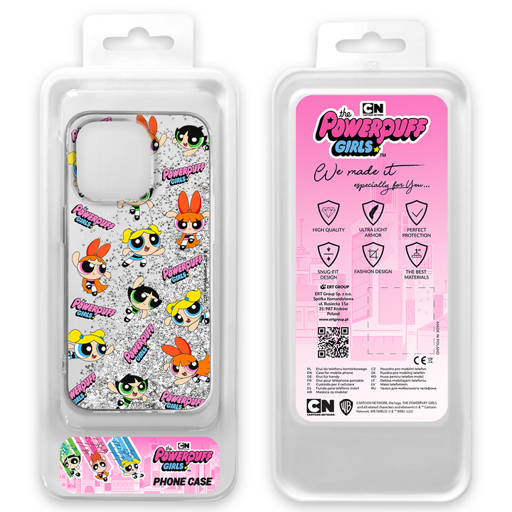 Etui Atomówki 028 The Powerpuff Girls Płynny brokat Srebrny - Babaco Store