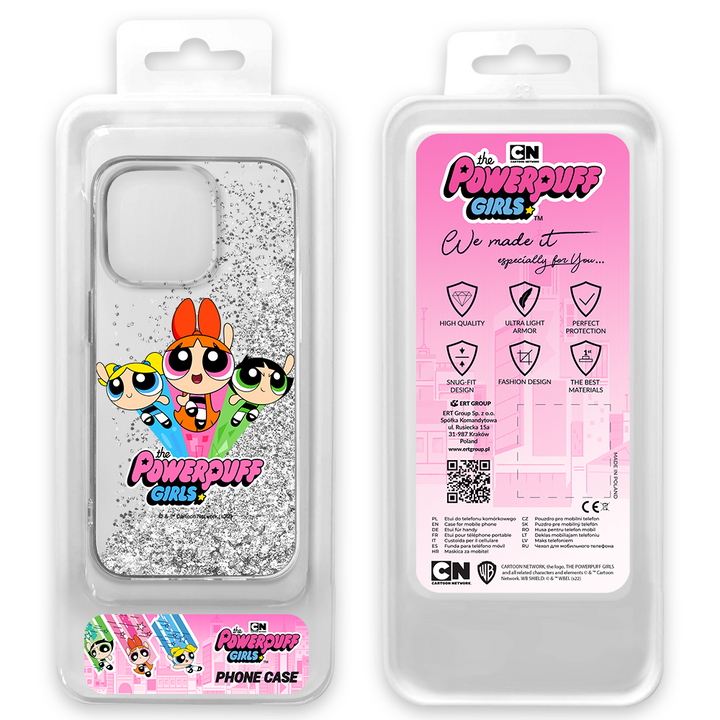 Etui Atomówki 029 The Powerpuff Girls Płynny brokat Srebrny - Babaco Store