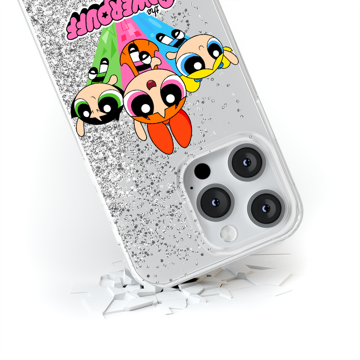 Etui Atomówki 029 The Powerpuff Girls Płynny brokat Srebrny - Babaco Store