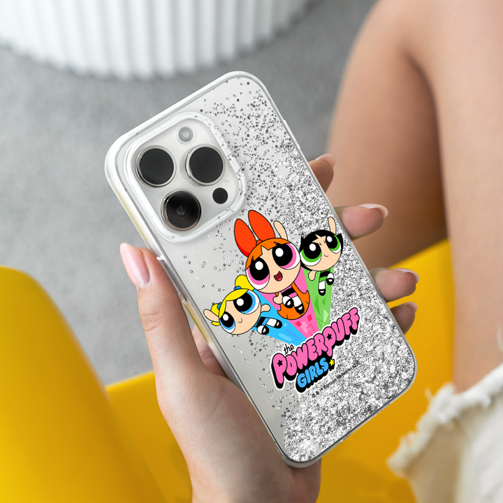 Etui Atomówki 029 The Powerpuff Girls Płynny brokat Srebrny - Babaco Store