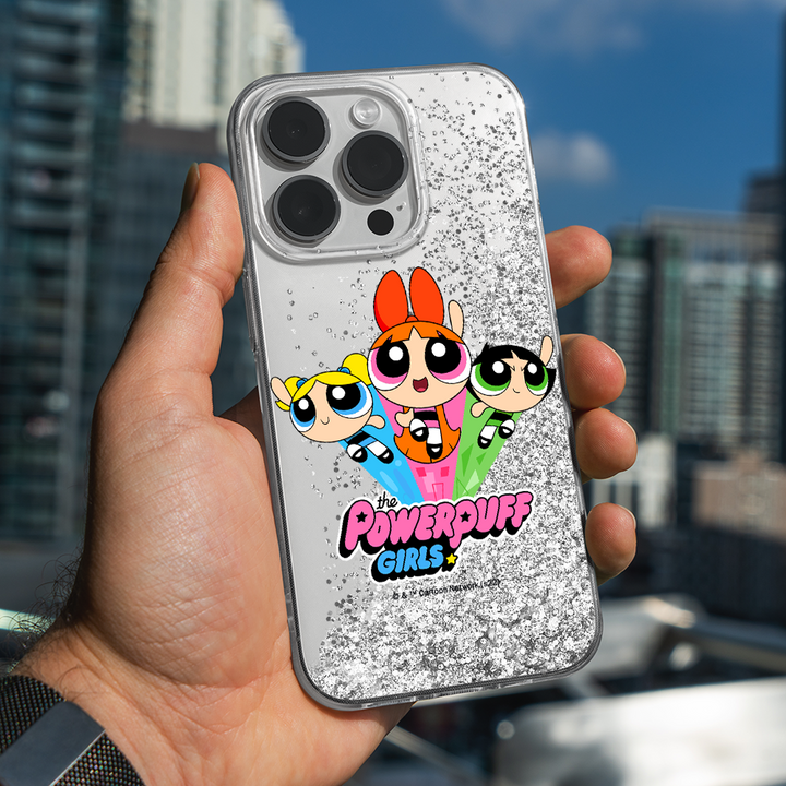 Etui Atomówki 029 The Powerpuff Girls Płynny brokat Srebrny - Babaco Store