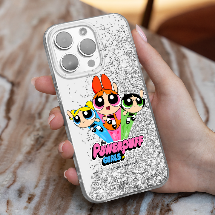 Etui Atomówki 029 The Powerpuff Girls Płynny brokat Srebrny - Babaco Store