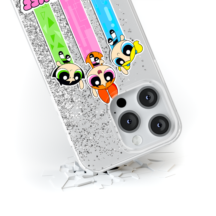 Etui Atomówki 030 The Powerpuff Girls Płynny brokat Srebrny - Babaco Store