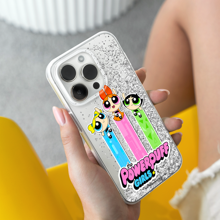 Etui Atomówki 030 The Powerpuff Girls Płynny brokat Srebrny - Babaco Store