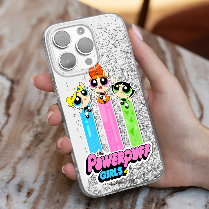 Etui Atomówki 030 The Powerpuff Girls Płynny brokat Srebrny - Babaco Store