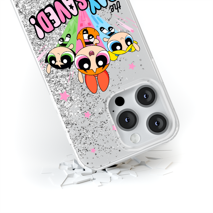 Etui Atomówki 031 The Powerpuff Girls Płynny brokat Srebrny - Babaco Store