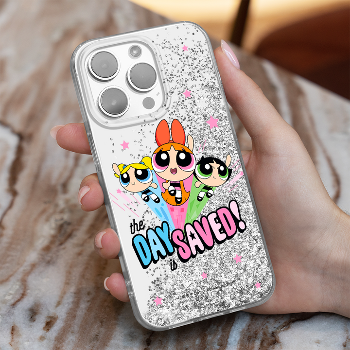 Etui Atomówki 031 The Powerpuff Girls Płynny brokat Srebrny - Babaco Store