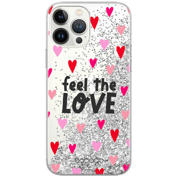 Etui Feel the love 001 Babaco Płynny brokat Srebrny