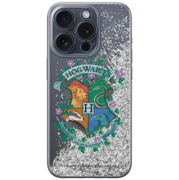 Etui Herb Hogwartu 001 Harry Potter Płynny brokat Srebrny