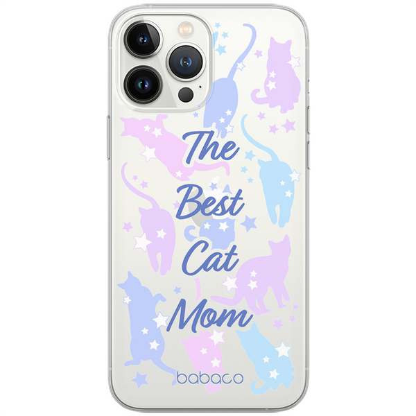 Etui Koty 017 The Best Cat Mom Babaco Nadruk częściowy Przeźroczysty