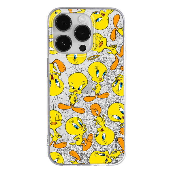 Etui Tweety 010 Looney Tunes Płynny brokat Srebrny