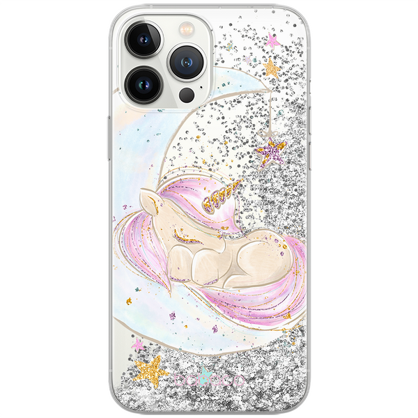 Etui Unicorn 003 Babaco Płynny brokat Srebrny