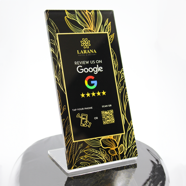 Stojak NFC do opinii Google, Logo Firmy, Kod QR, Tło, Personalizowany