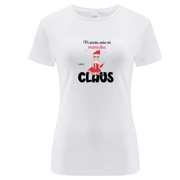 Koszulka personalizowana damska JUST CALL ME MOMMY CLAUS Biała XXL