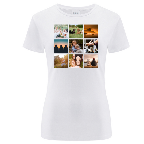 Koszulka personalizowana damska KOLAŻ 9 ZDJĘĆ Biała XS