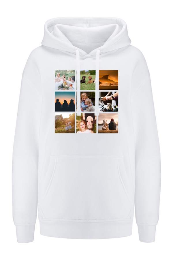 Bluza damska z kapturem KOLAŻ 9 ZDJĘĆ Biała 3XL