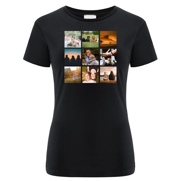 Koszulka personalizowana damska KOLAŻ 9 ZDJĘĆ Czarna XS