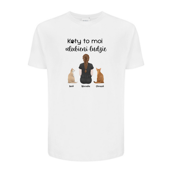 Koszulka personalizowana męska KOTY TO MOI ULUBIENI LUDZIE Biała 3XL