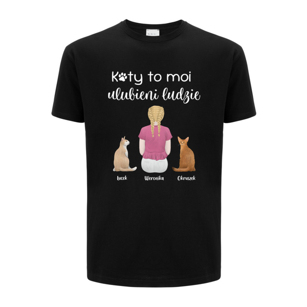 Koszulka personalizowana męska KOTY TO MOI ULUBIENI LUDZIE Czarna 3XL