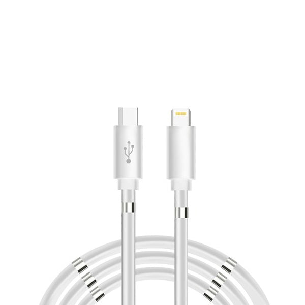 Kabel USB-C IPhone Lightning Lightning 3A PD18W magnetycznie zwijany  Biały